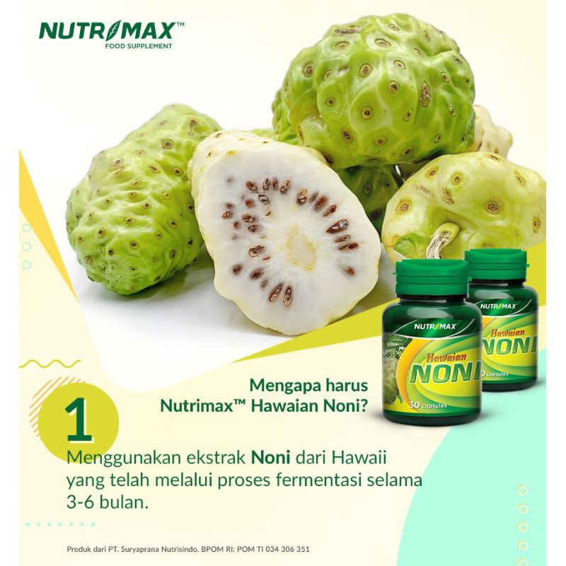 NUTRIMAX FOOD SUPPLEMENT HAWAIAN NONI ISI 30 KAPSUL