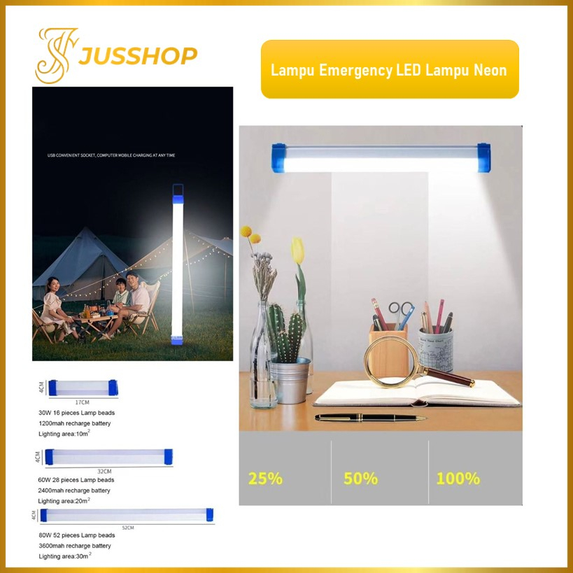 Lampu Emergency LED Lampu Neon LED Panjang Super Terang Lampu Belajar Multifungsi