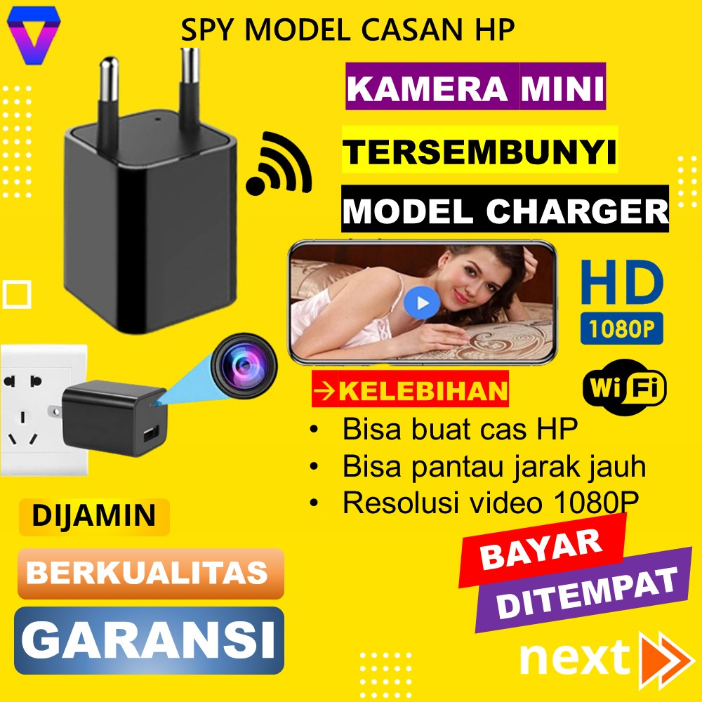 KAMERA TERSEMBUNYI MINI TANPA KABEL TERHUBUNG HP SPY CAMERA CCTV KECIL MINI PENGINTAI BENTUK CHARGER BISA JARAK JAUH JS116