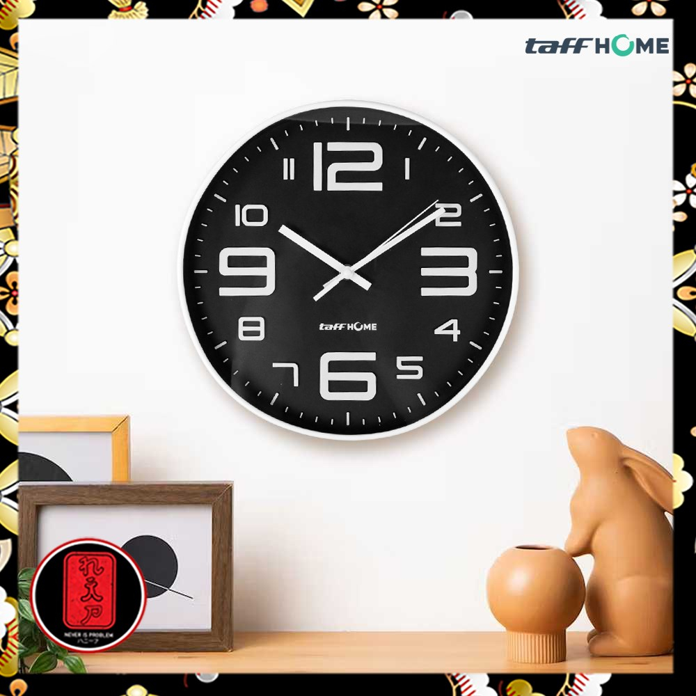 Jam Dinding Bulat Quartz Creative Design Modern - Black