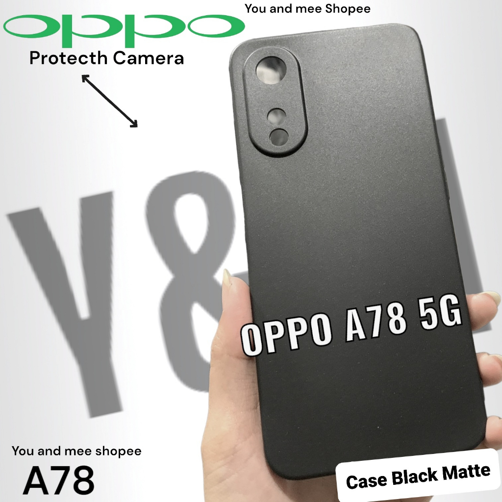 Original Silicone Black OPPO A78 A77s A57 2022 A58 A95 Reno 8 8T PRO PREMIUM Silikone TPU Flexible Matte Cover Soft Case Full Hitam Glare Anti Minyak Doff Pop up Top Softcase Gelap Polos Tipis Thin/SLim NFC S T Karet Kondom Plastik TPU Play Pro 4g 5g A78