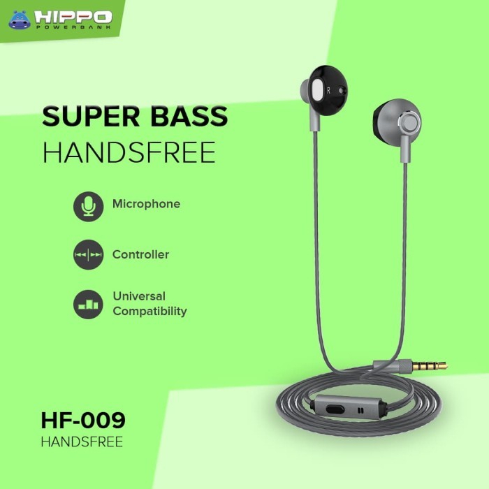Hippo Earphone HF-009 Super Bass Jack 3.5 Wired Handsfree Android Original Earbuds Headset
