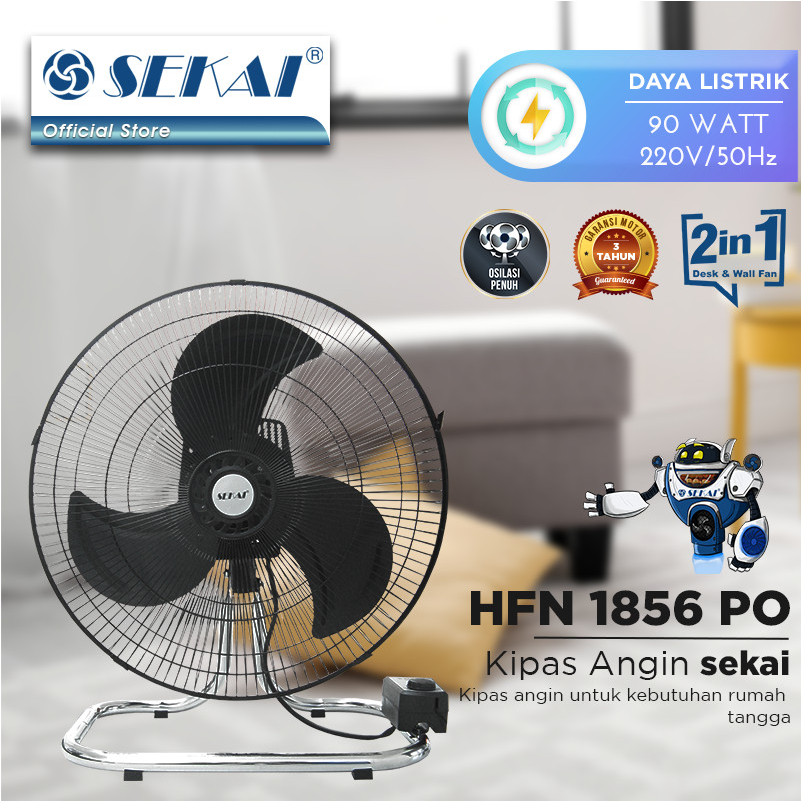 Sekai Kipas Angin Lantai/Dinding 18' Inch Besi HFN 1856 PO (2 in 1)