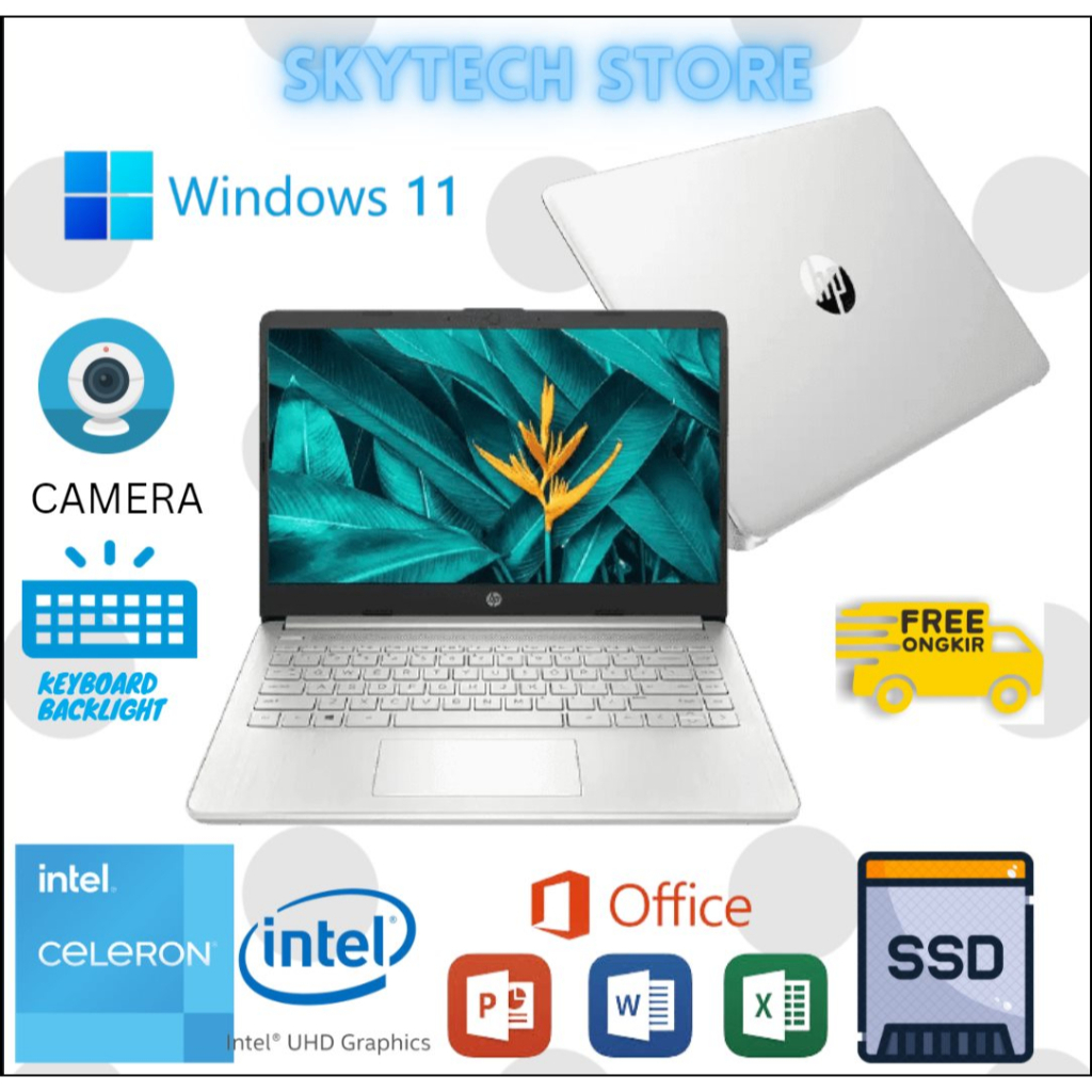 LAPTOP HP 14s DQ3110TU INTEL N4500 RAM8GB SSD256GB INTEL GRAPHIC WINDOWS 11 &amp; OHS ORIGINAL