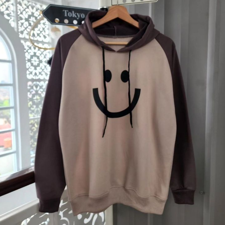 Hoodie Smile Reglandd Sweater Unisex Pria Wanita Casual