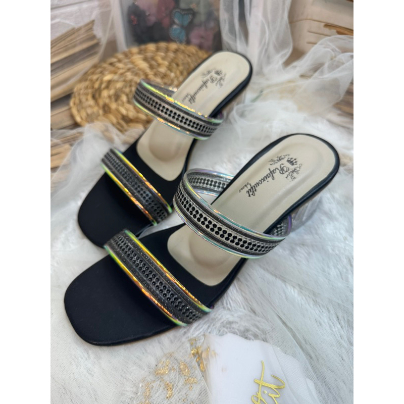 sandal wanita aylana 5cm kaca