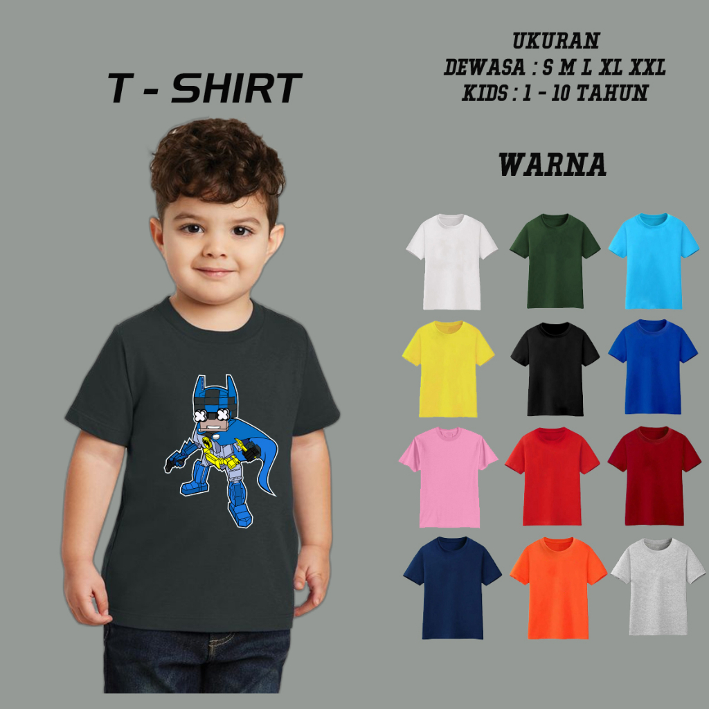 C152 KAOS BATMAN BLUE LEGO / KAOS ANAK LAKI LAKI & PEREMPUAN KARTUN / BAJU DEWASA PRIA & WANITA S M 