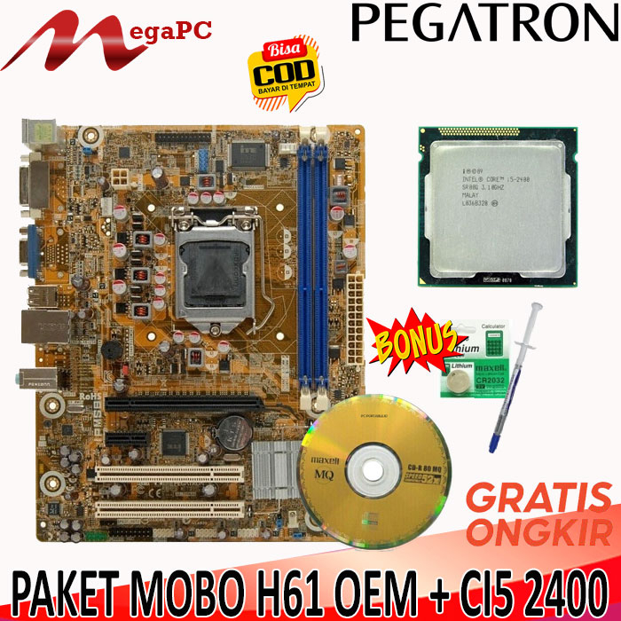 Paket Mainboard 1155 H61 DDR3 + Processor Core i5 2400 (3,10ghz)