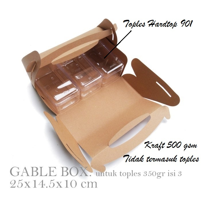 

GB06 Gable 25x14.5x10 cm Box Toples Isi 3 350g Hampers Kotak Cookies