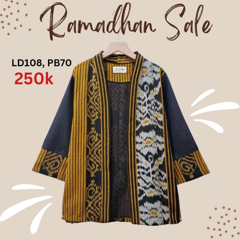 Outer tenun unik warna kuning kunyit