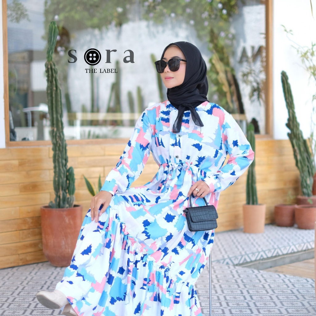 BY SORA - F GAMIS RAYON MOTIF WARNA TERBARU MODEL RAMPEL SUSUN BUSUI FRIENDLY BAJU MUSLIM WANITA MAX