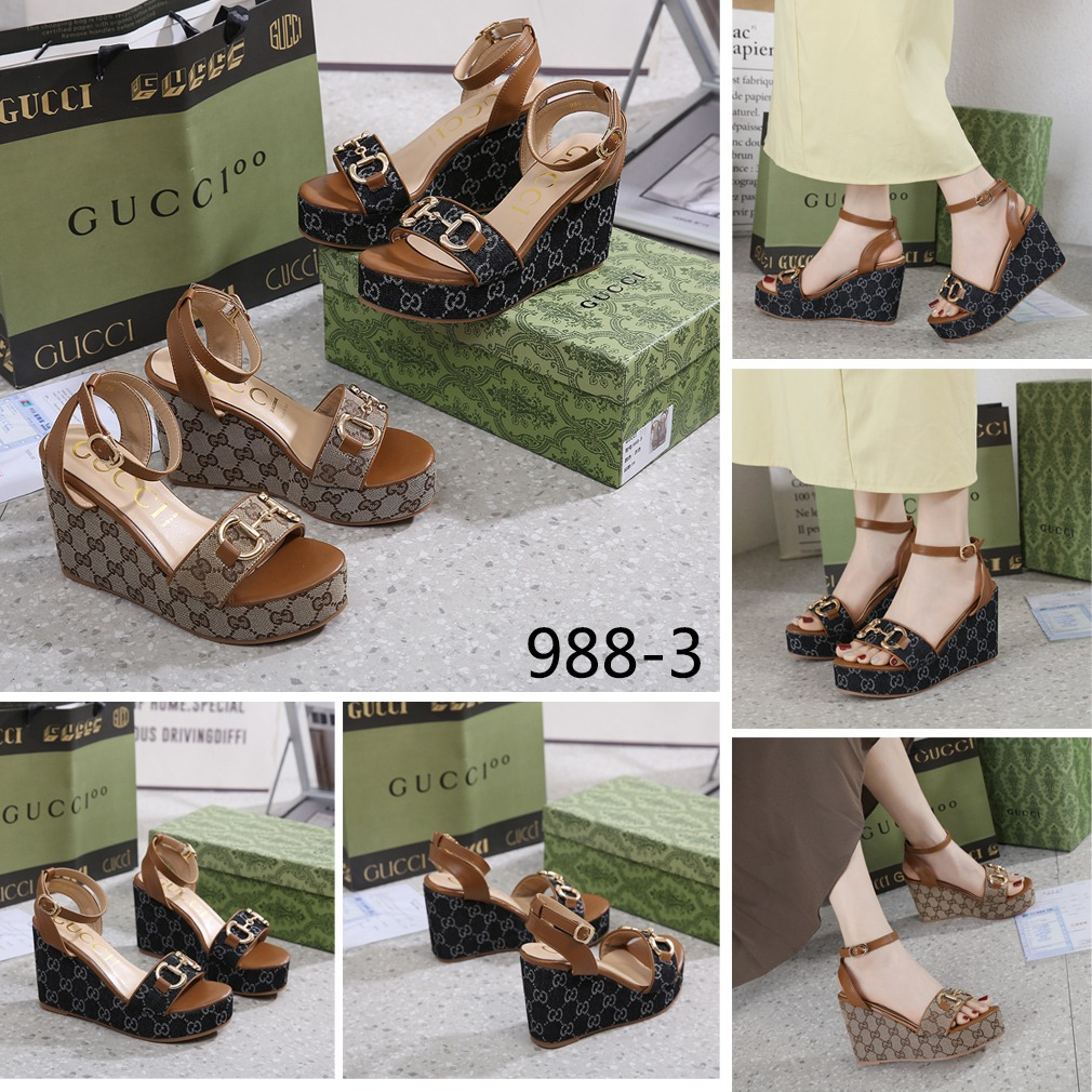 GC 988-3 GG Canvas Platform Wedges  Sandals