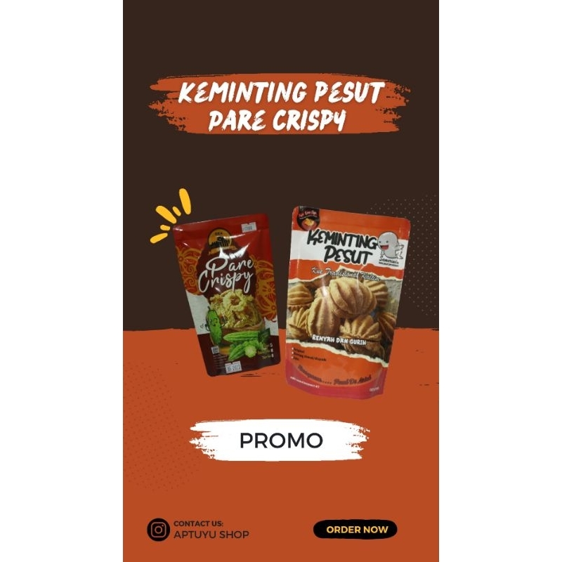 

Paket Promo, Kue Keminting Pesut dan Pare Crispy