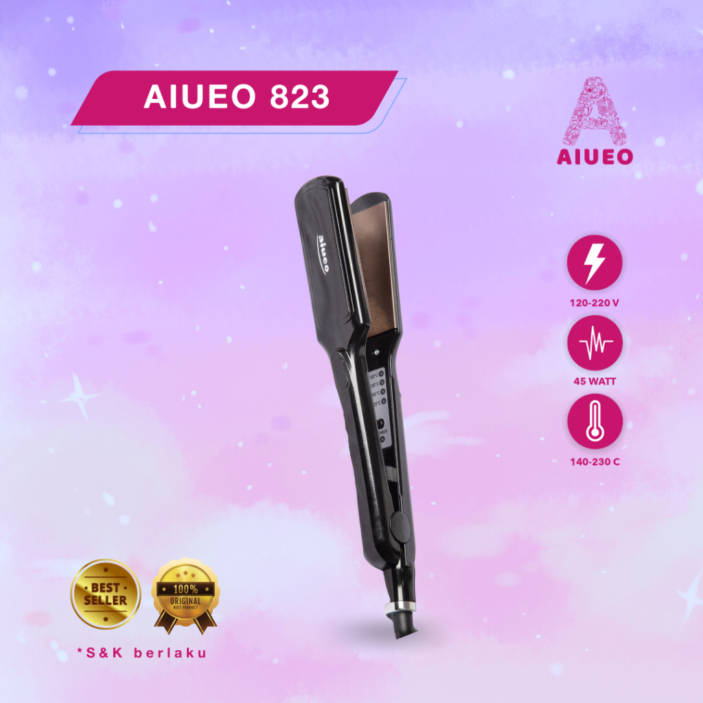 AIUEO | Catokan 823 Curly Straight Lurus Keriting Alat Catok Rambut Viral | Termurah | Harga Grosir