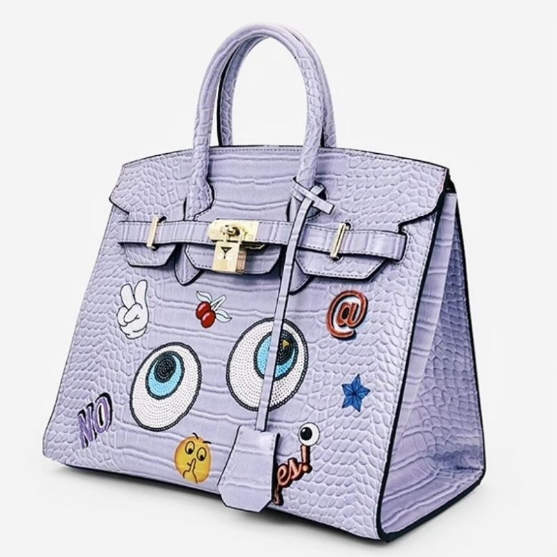 H*UER EYE THEME BAG : 2in1 Eye Theme Croc Effect Handbag Bag