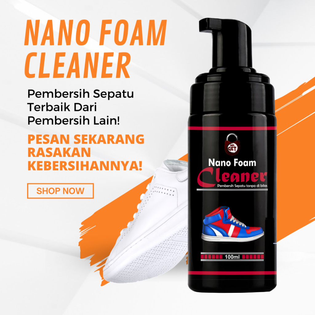 pembersih sepatu tanpa di bilas, Pembersih Sepatu Tanpa Air, nano foam