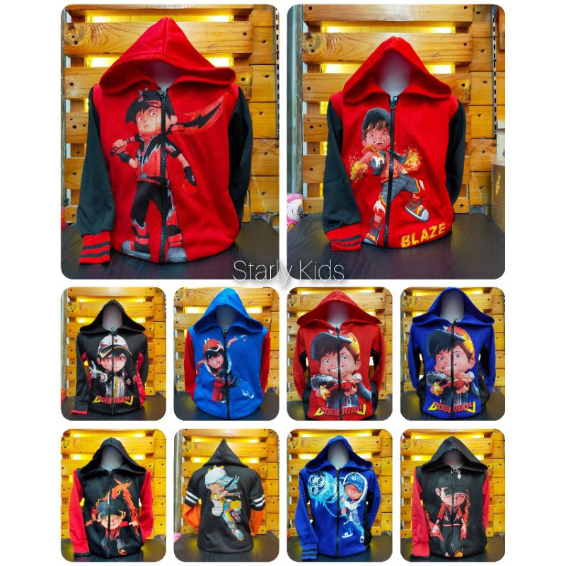 Jaket Anak Laki Laki Boboiboy Bahan Fleece/Kids Jacket/Jaket Boboiboy Anak Laki-laki/Jaket Boboiboy/
