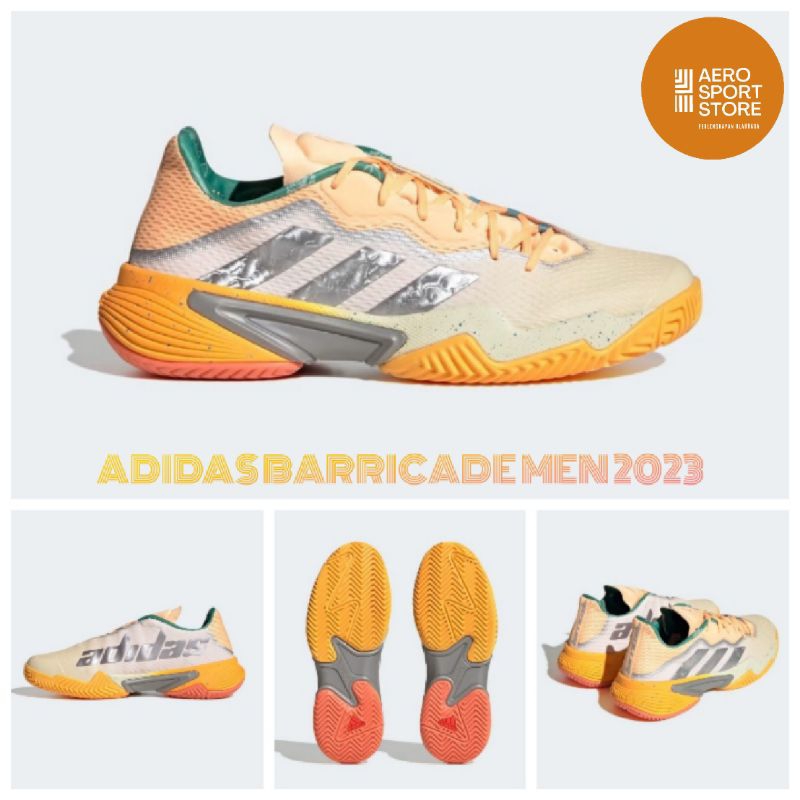 [ SEPATU TENIS LAPANGAN ADIDAS BARRICADE MEN 2023 - ORANGE ]