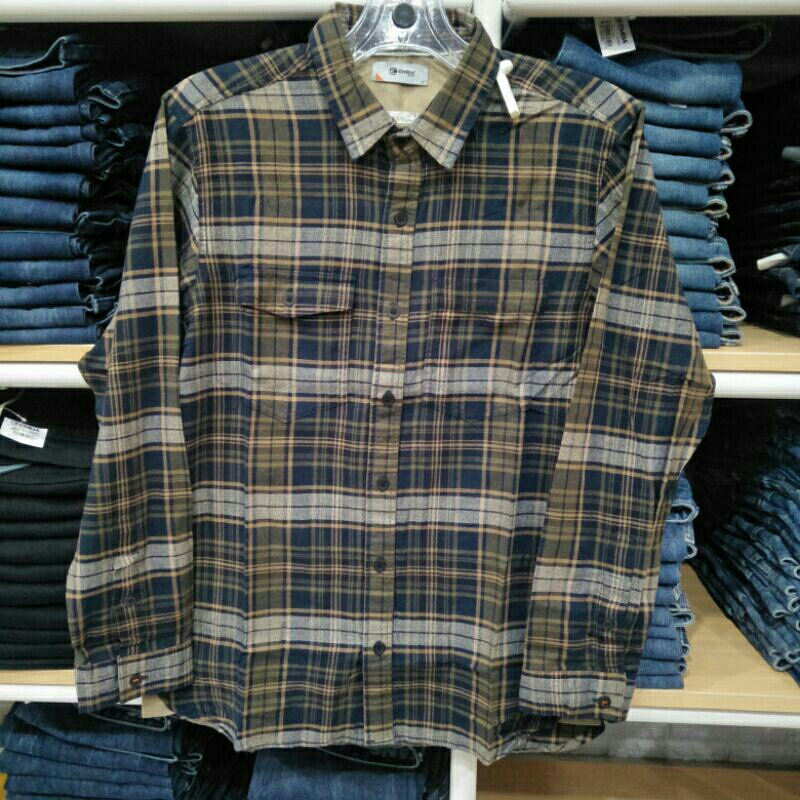 PROMO Emba kemeja flannel lengan panjang pria flannel kotak kotak