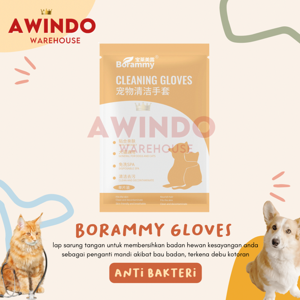 BORAMMY - Pet Cleaning Gloves Lap Sarung Tangan Hewan Kucing Anjing Anti Bakteri