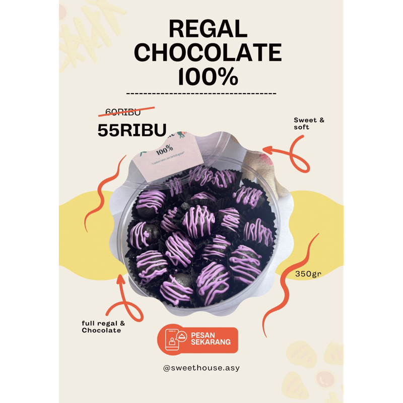 

REGAL CHOCOLATE 100% / COOKIES REGAL / COKLAT COOKIES / PREMIUM COKLAT COOKIES