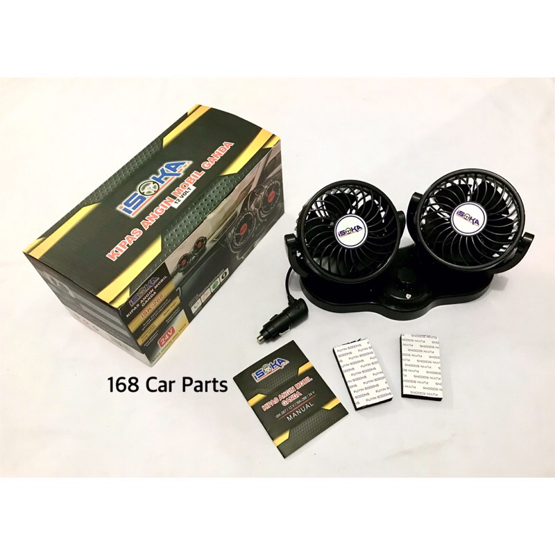 Kipas Angin Mobil Ganda Kipas 12 Volt Hitam Isoka