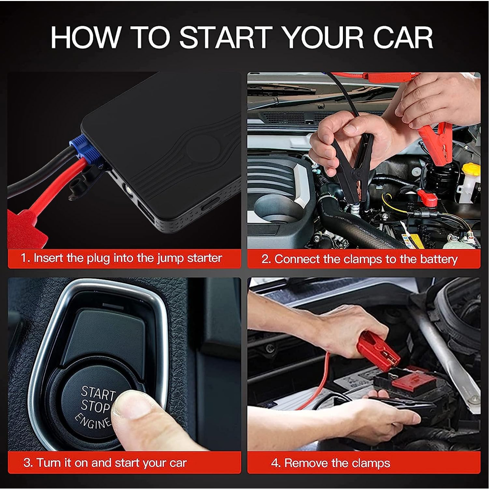 Power Bank Car Jump Starter 12V 5000mAh with Flashlight - R23 - Black