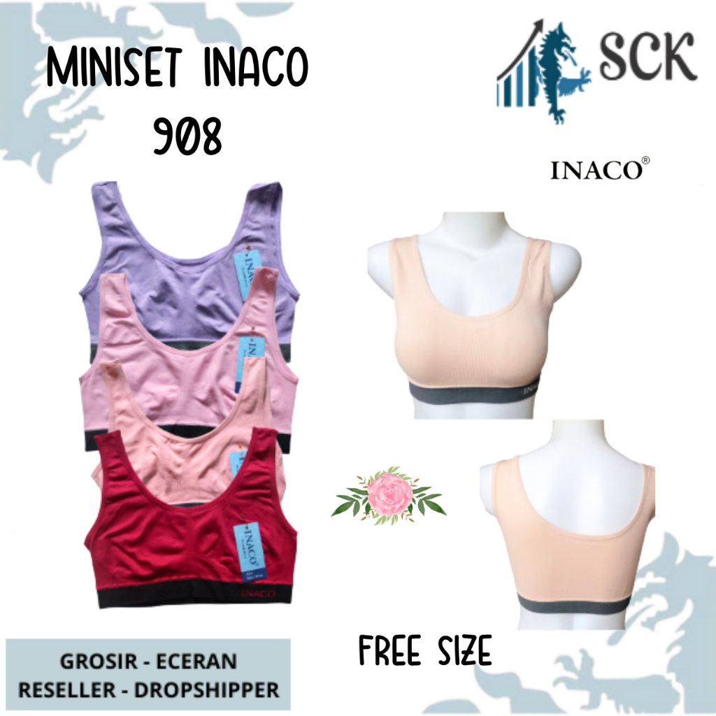 Miniset SELICA INACO 908 Rajut / Training BH / Pakaian Dalam Wanita / Sport BH / Pakaian Olahraga - sckmenwear GROSIR