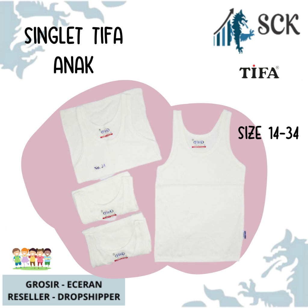 Singlet Anak TIFA Warna Putih Balita Anak Remaja Putih ukuran 14 16 18 20 22 24 26 28 30 32 34 - sckmenwear GROSIR