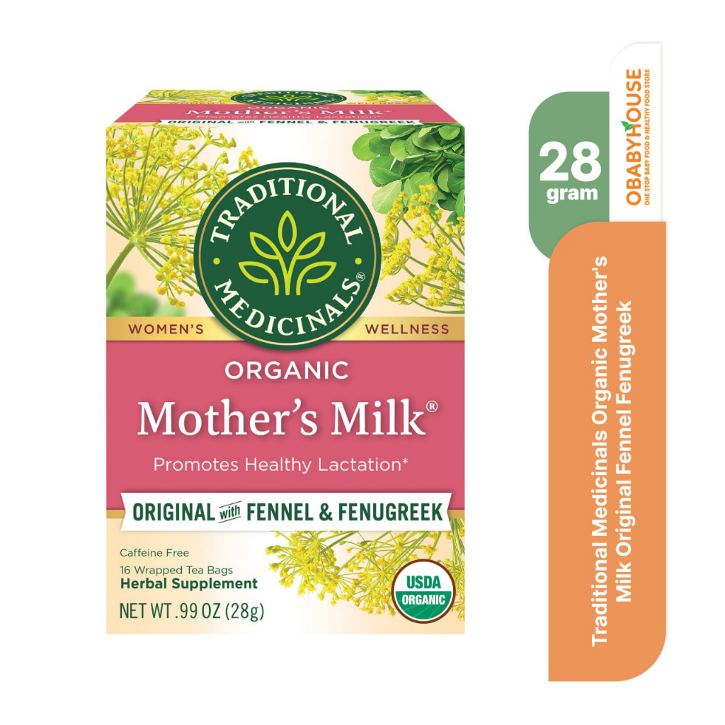 Traditional Medicinals Organic Mother's Milk Original with Fennel &amp; Fenugreek Caffeine Free 16 Wrapped Tea Bags 28 gr