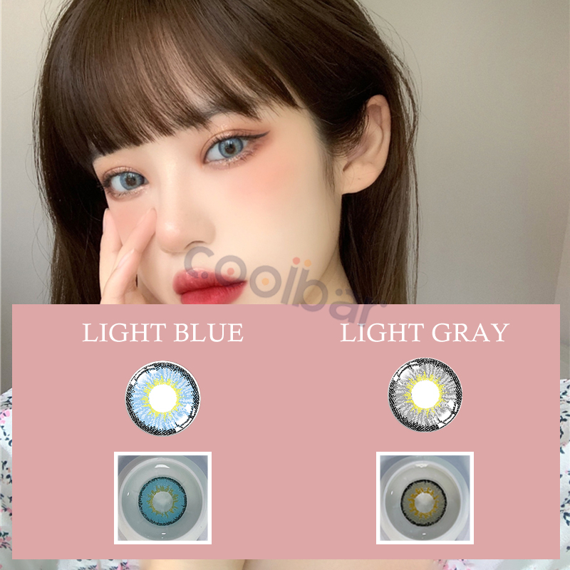 COOLBAR 1 Pasang Lensa Kontak Warna Diameter 14.2 MM Lensa Kontak Soflens/Softlense Light Gray/Light Bule