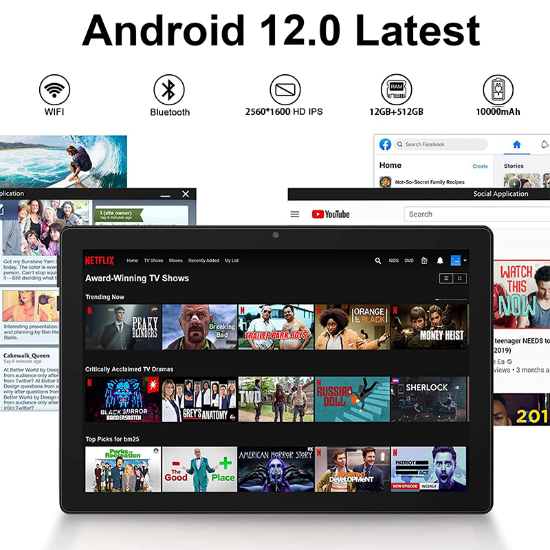 Terbaru 10.1 inch Galaxy Tab S8 Ultra 12GB RAM + 512GB ROM Android Sistem Tab Baru tablet murah Mendukung kartu SIM WiFi Gratis Keyboard + Earphone + Charger + Case Pelindung