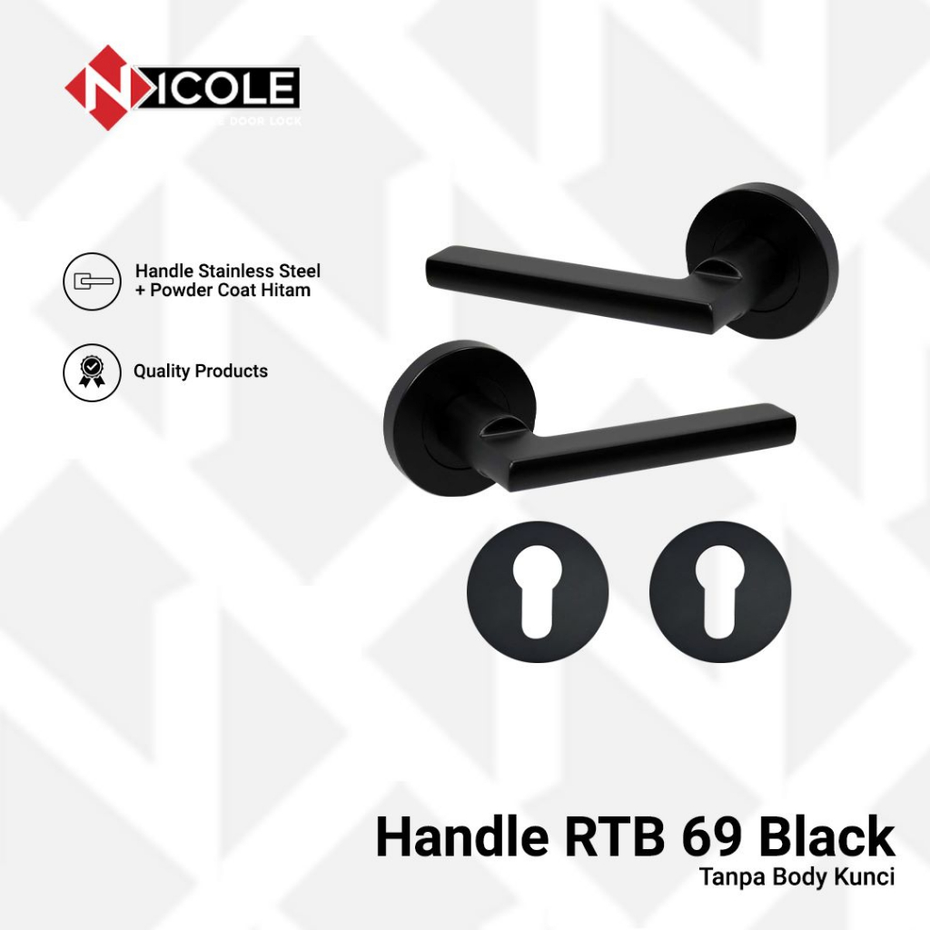 Handle Only Pintu Rumah / Gagang Pintu Misah Rosette Bulat Hitam