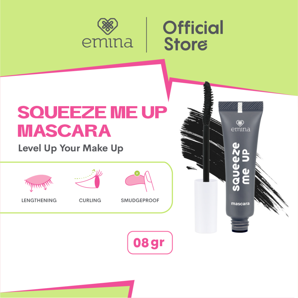 Emina Squeeze Me Up Mascara 8 g - Mascara Smudgeproof & Waterproof dengan Curling & Lengthening Effe