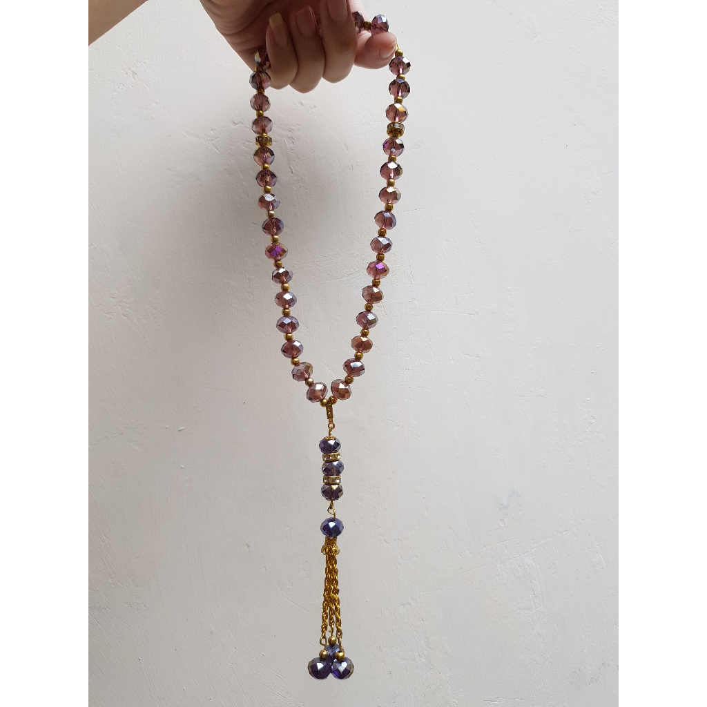 Kalung tasbih kristal Mekah Saudi Arabia - Gelang batu alam Martapura