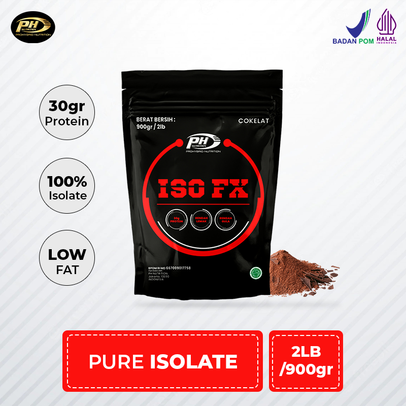 ISO FX Whey Isolate 2LB/900g WPI (Protein 30g) Susu Tinggi Protein Rasa Cokelat - Membantu Menurunkan Berat Badan - Rendah Lemak - Rendah Gula - High BCAA - Low Fat -  Program Diet Sehat - Food Suplemen - Weigh Loss