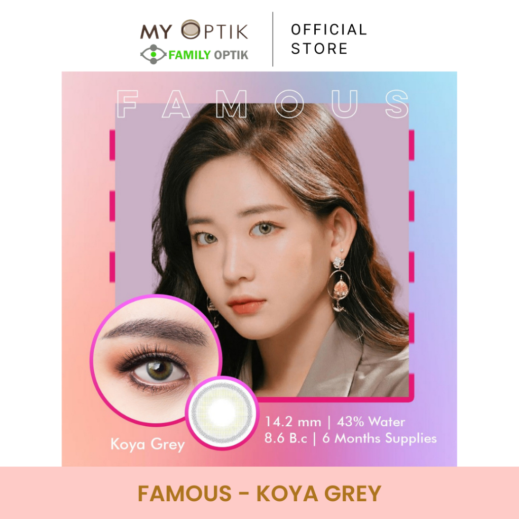 Famous With Biomoist Koya Grey Monthly Softlens Warna