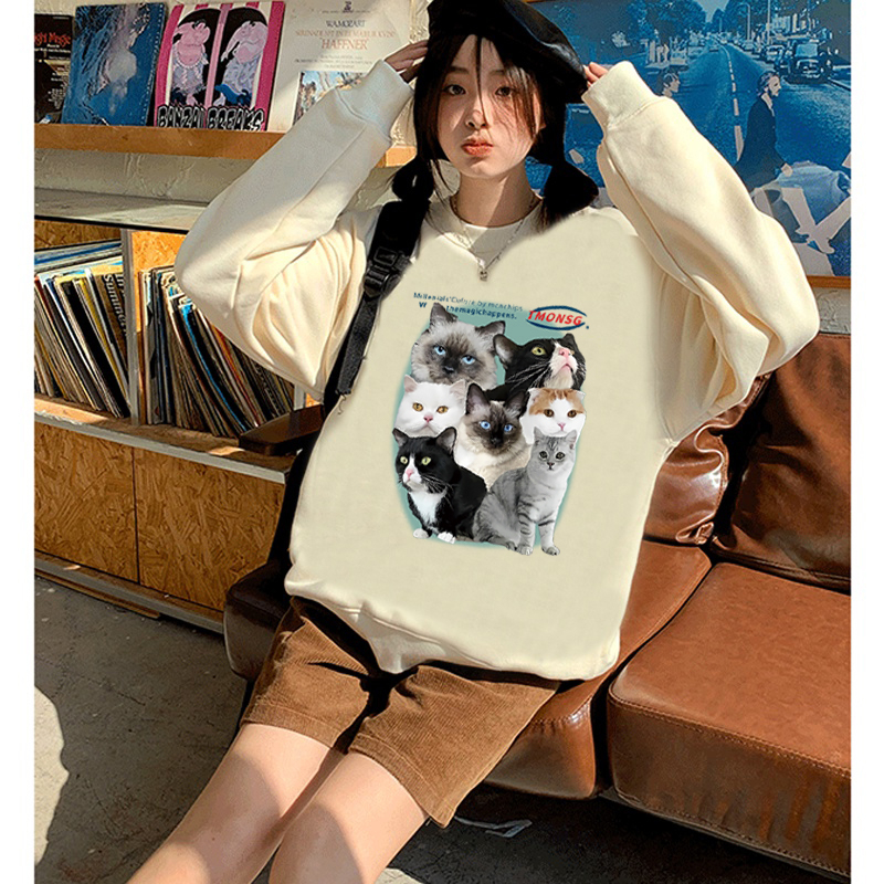 Sweater Oversize Cute Cat Unisex Sweater Oversize Korean Style/sweteer wanita