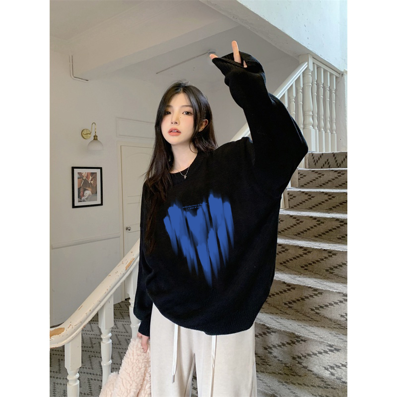 Sweater Oversize Cartoon Unisex Sweater Herat  Oversize Korean Style/sweater wanita kekinian