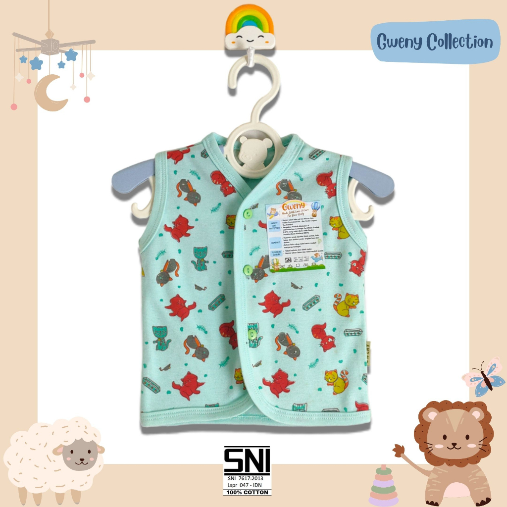 Atasan Lengan Pendek Bayi , Atasan Tanpa Lengan Bayi  Motif  Cute Cat , Gajah Baby Glow