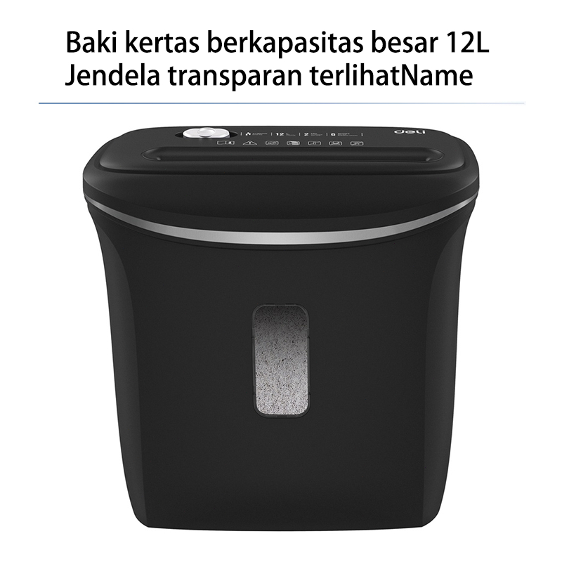 Deli Penghancur Kertas E9945 12L Staples Kartu Kredit Otomatis Kapasitas 6 Lembar Mesin Penghancur Kertas Paper Shredder