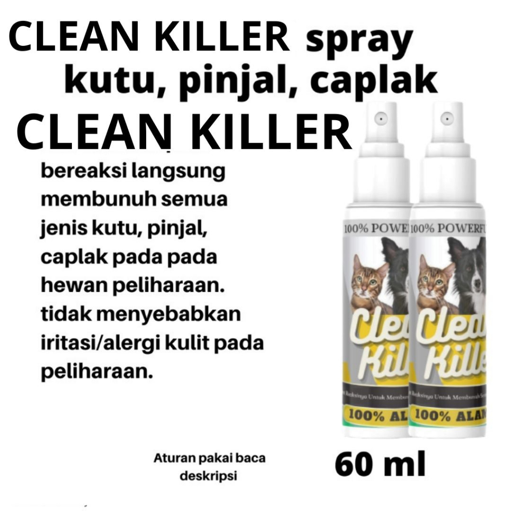 Obat Kutu Clean Killer Kucing Spray Ampuh Mengatasi Kutu Dan Telur Kutu Semprot Aman Jika Terjilat Kucing Kitten FEZONE