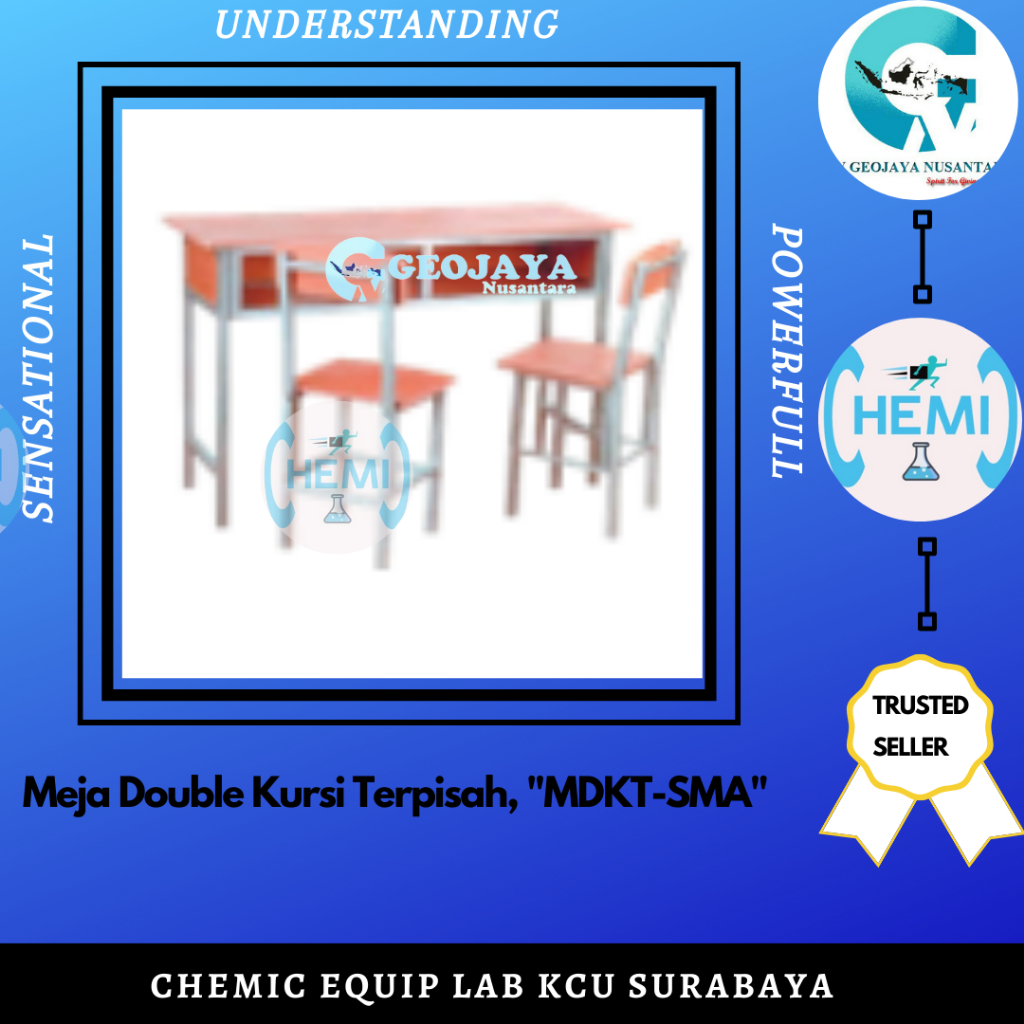 

Meja Double Kursi Terpisah, "MDKT-SMA" Multiplex Melaminte putih, bagian bawah lapis aquaproof