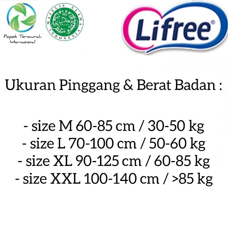 Lifree Pants Popok Celana Dewasa Satuan Sachet Renceng Ukuran M, L, XL, XXL Termurah