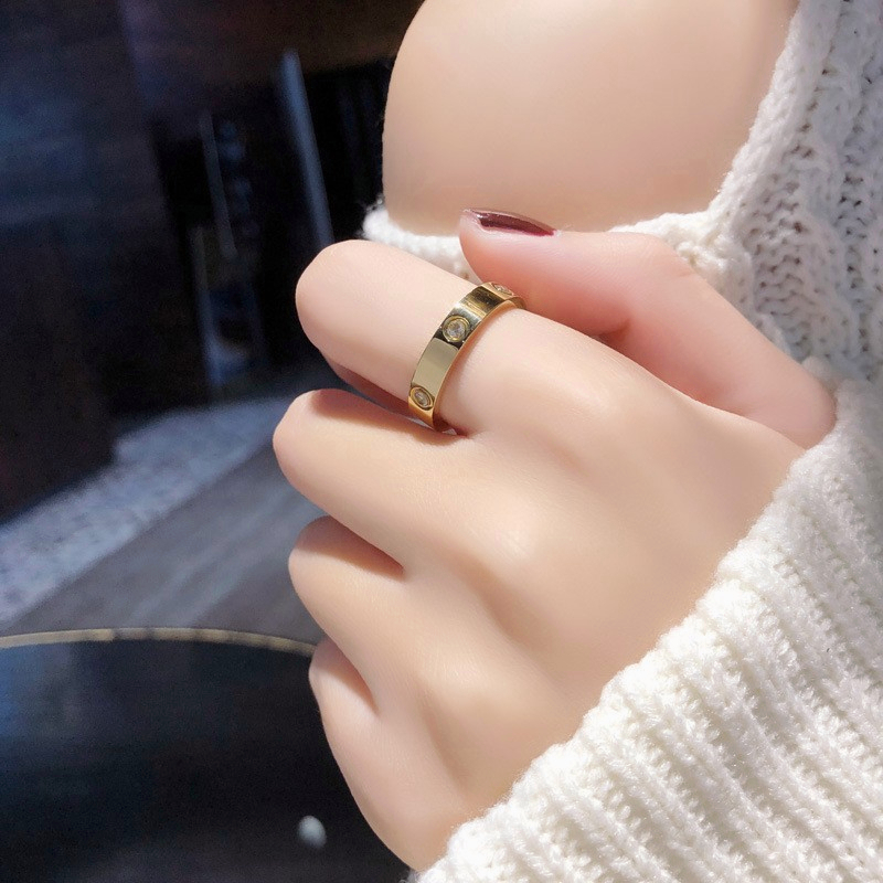 AZ268 【COD】 Cincin Titanium Mewah Permata Cincin Aksesoris Wanita Korea Anti Luntur