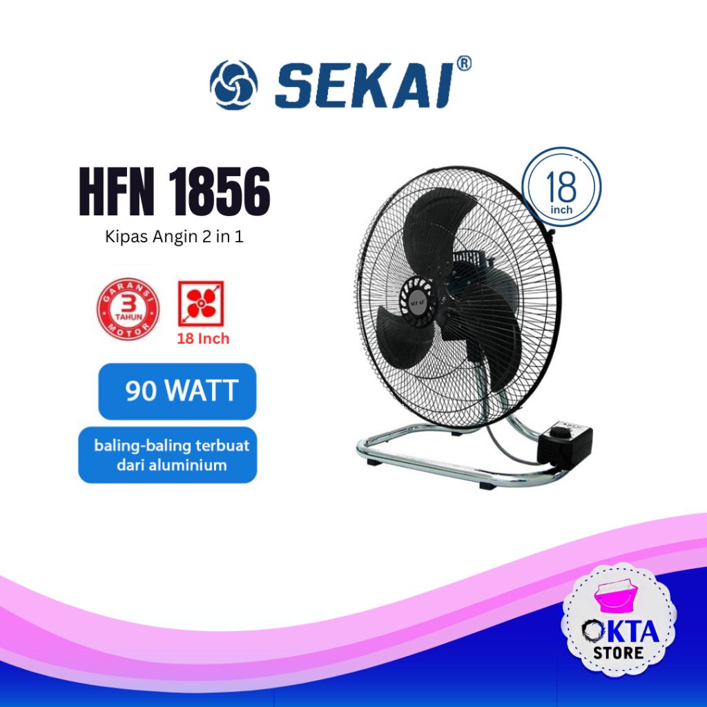 Sekai Kipas Angin Lantai/Dinding 18' Inch Besi HFN 1856 PO (2 in 1)