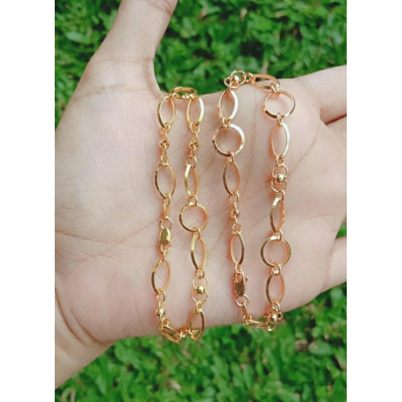 gelang tangan rantai hollo ovall vensy/perak asli silver 925 lapis emas/perhiasan fashion wanita terbaru