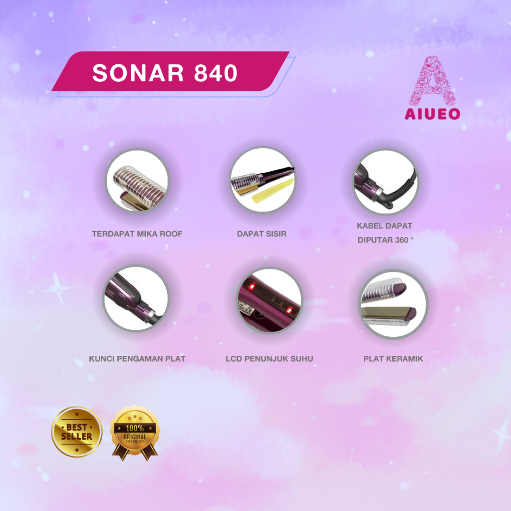 Catokan Rambut Sonar 840 Curly dan Pelurus Rambut 3in1 Catokan Blow Palt Keramik | Catokan Rambut Sonar Ori