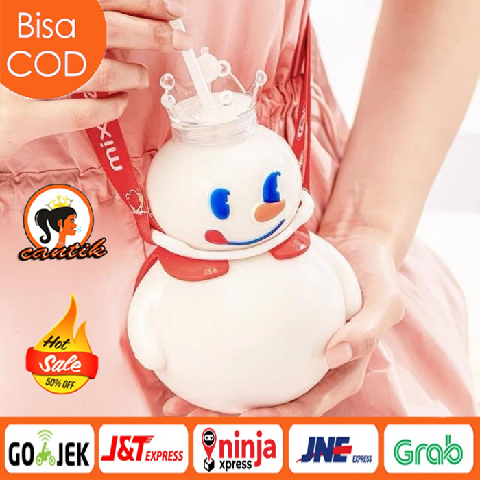 HC Botol Minum Mixue Tumbler Viral 700ml / Wadah Tempat Penyimpanan Air Bentuk Boneka Salju Unik Lucu Bottle Tumbler Plastic Transparan Untuk Souvenir Kado Hadiah Ulang Tahun Anak Milk Tea Susu