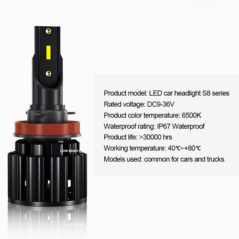 S8 H4 Lampu led mobil H4 putih Terang 50 watt 10000 lumens LED Chip1860 lampu depan hi lo beam